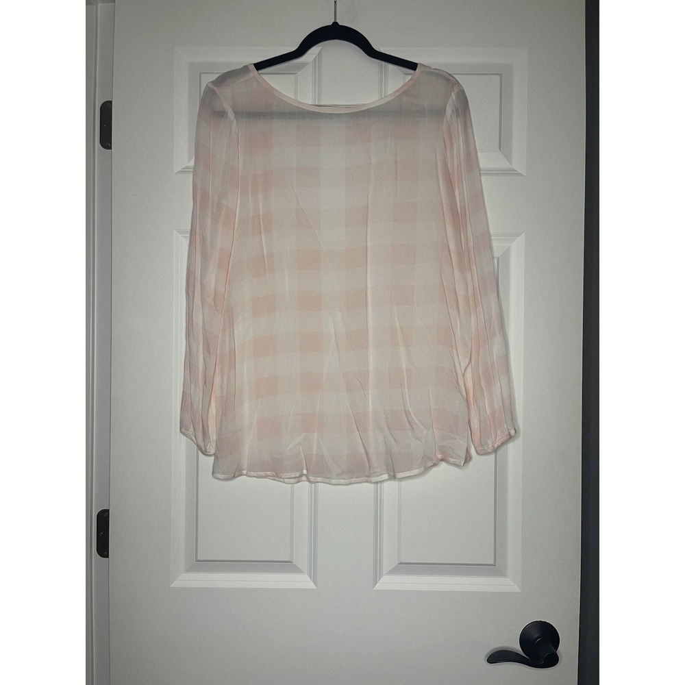 BB dakota long sleeve Sheer Plaid  Top medium Light pink white  NWT